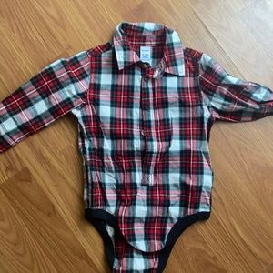 Baby old navy plaid button down onesie